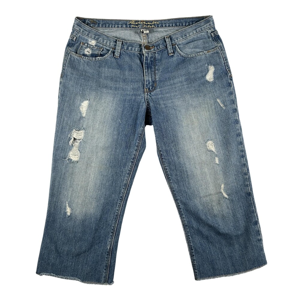 Vintage Abercrombie & Fitch Capri Jeans Womens 10 Low Rise Distressed Y2K 2000s